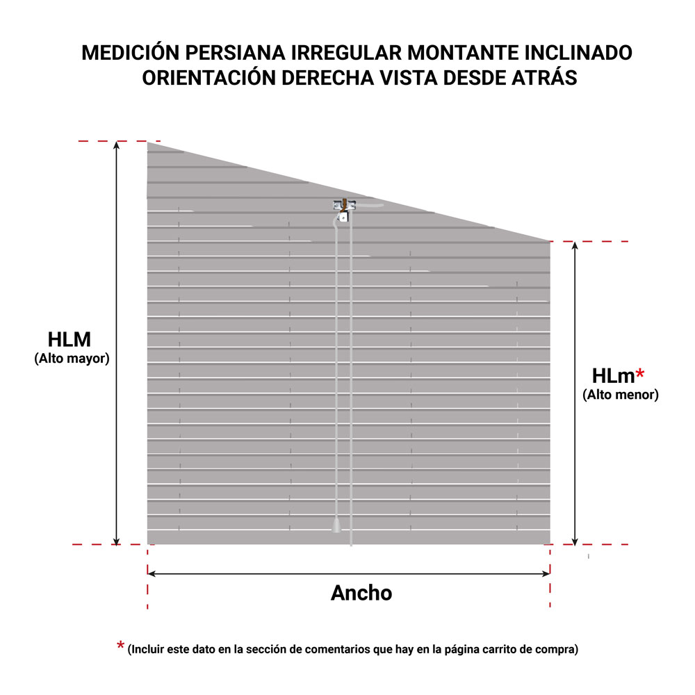 Medidas principales persiana alicantina montante triangular